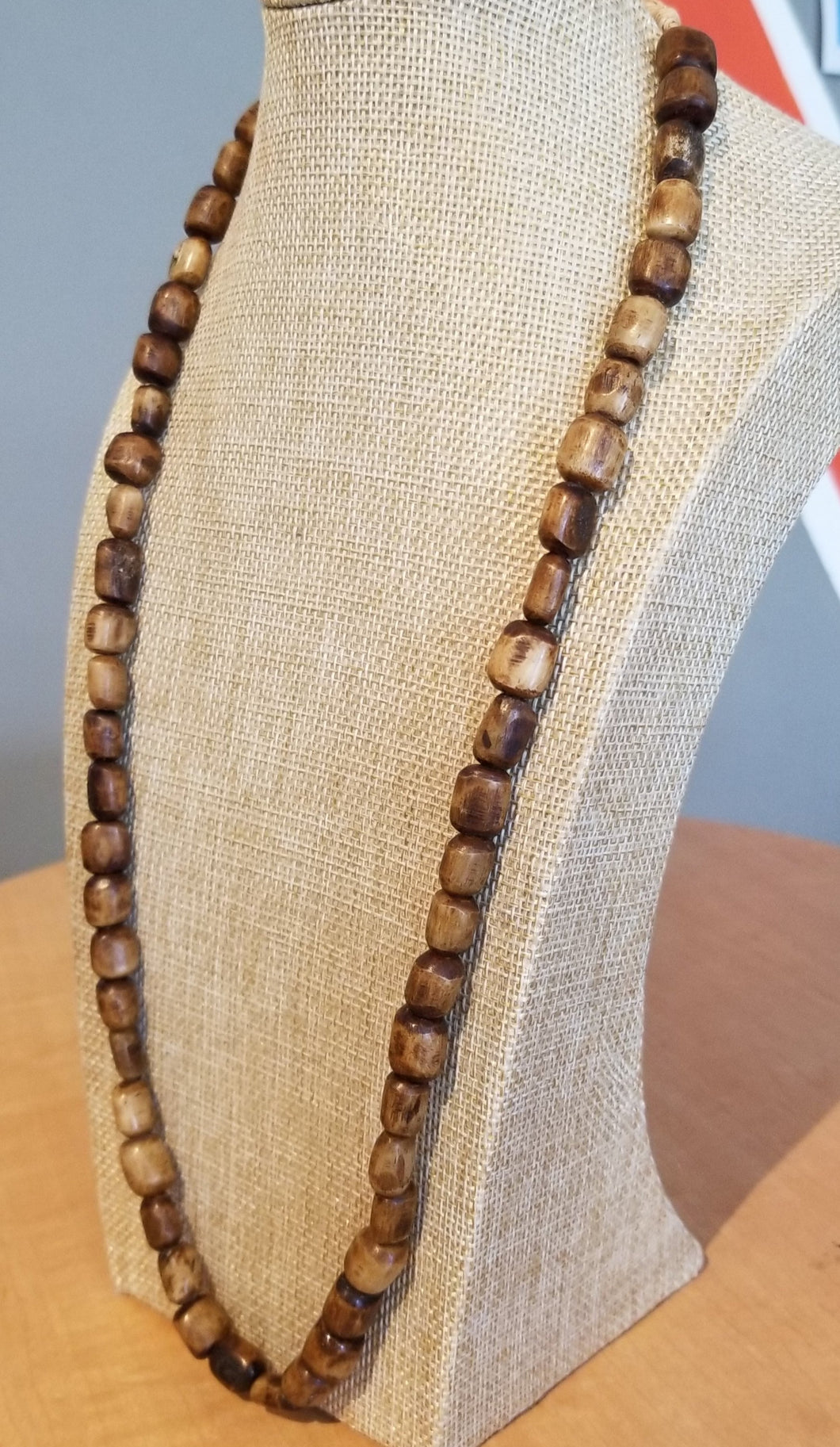 Nigerian 'Stained Wood' Glass Bead Necklace