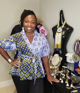 African Print Peplum Wrap Tops